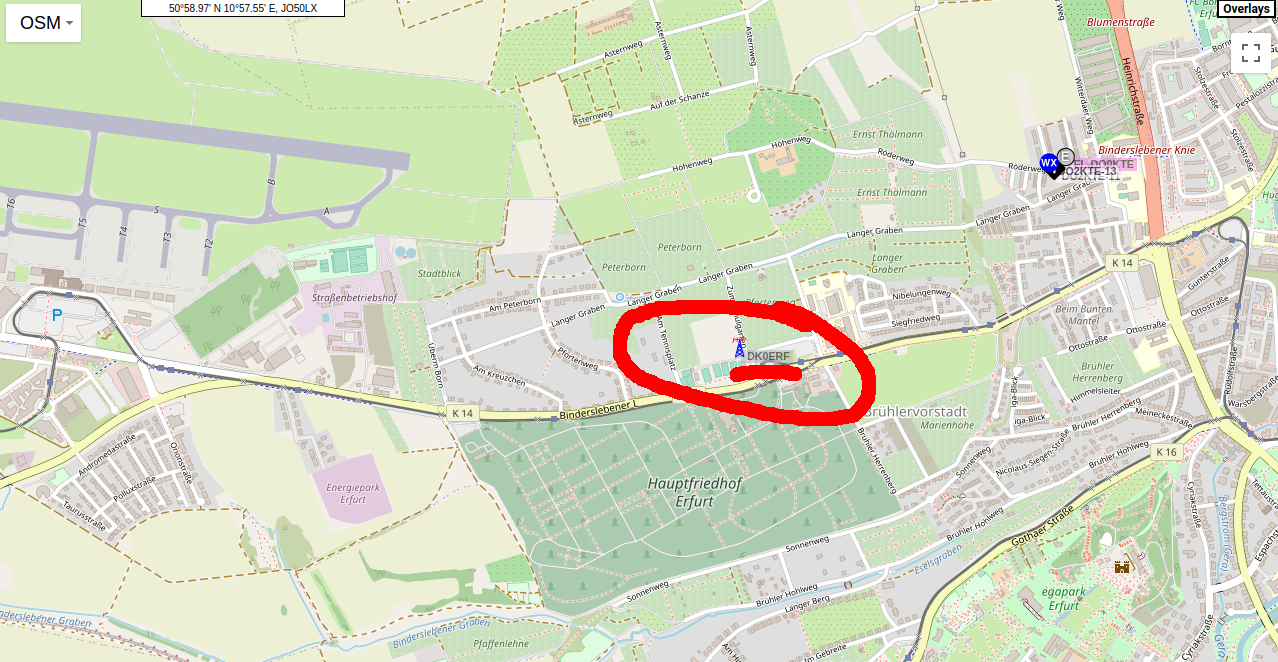 Klustation DK0ERF Standort